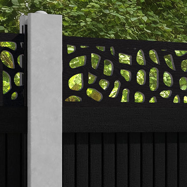 Virtis Pebble Fence Panel - Black - for existing concrete posts