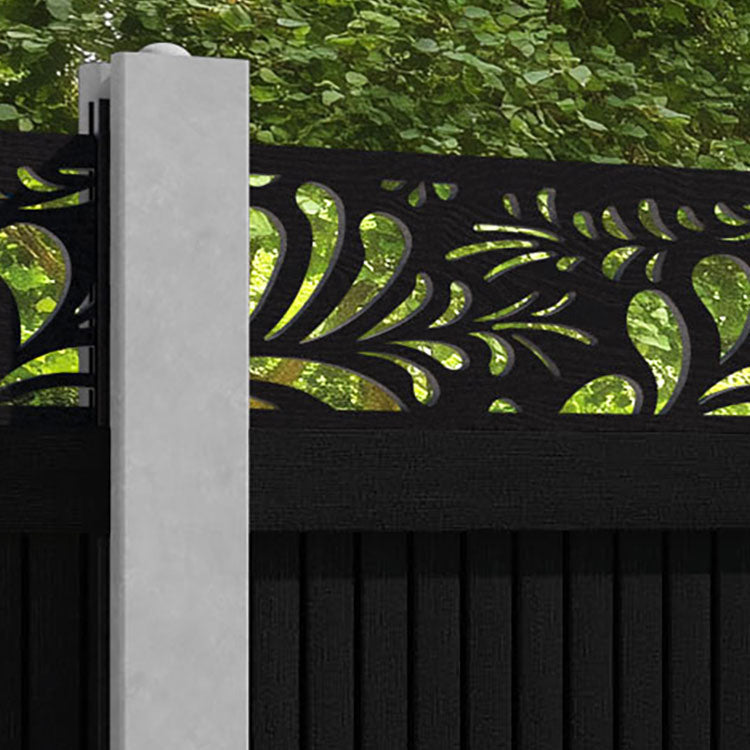 Virtis Petal Fence Panel - Black - for existing concrete posts