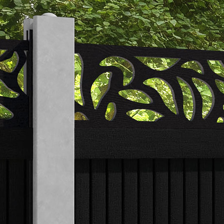 Virtis Plume Fence Panel - Black - for existing concrete posts