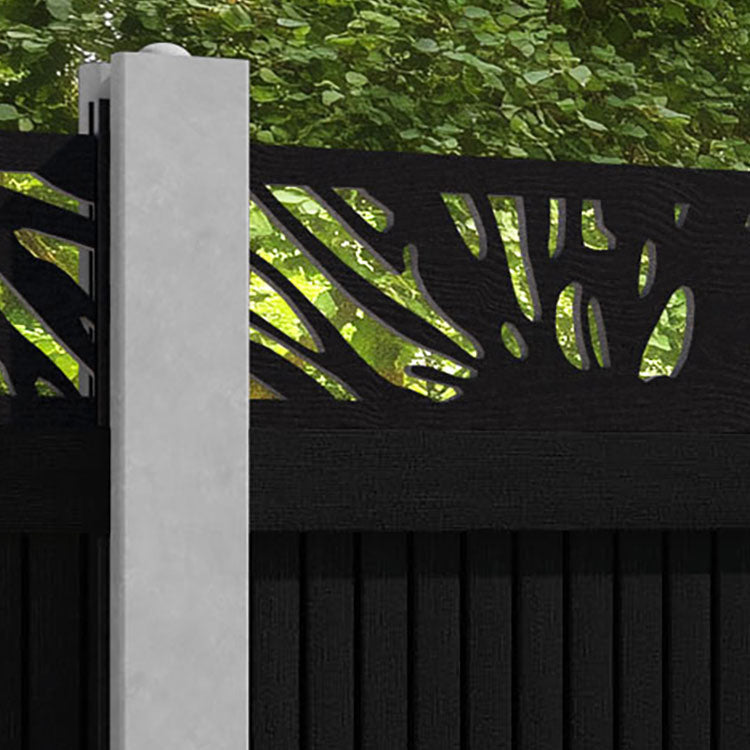 Virtis Poppy Fence Panel - Black - for existing concrete posts