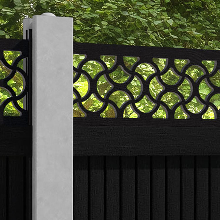 Virtis Vida Fence Panel - Black - for existing concrete posts