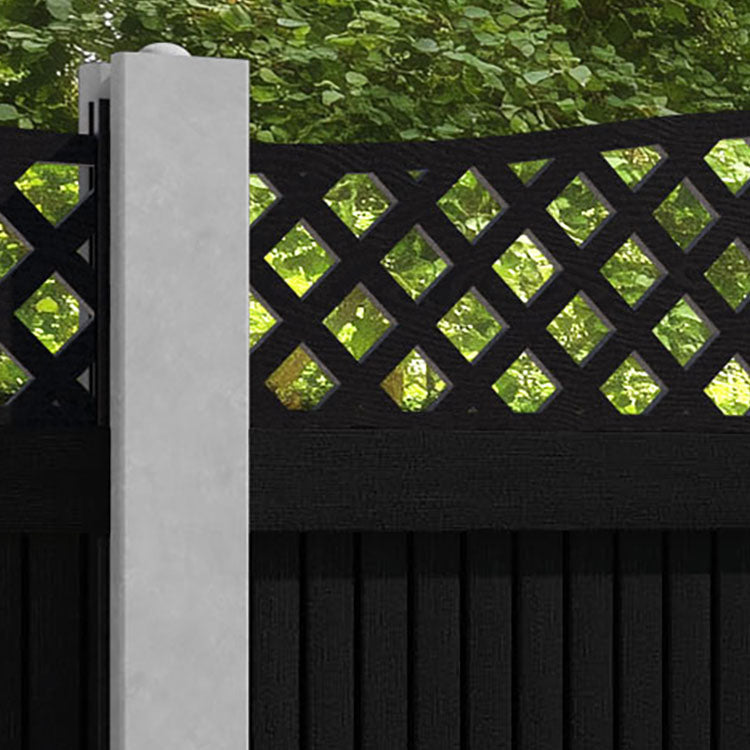 Virtis High Wave Fence Panel - Black - for existing concrete posts