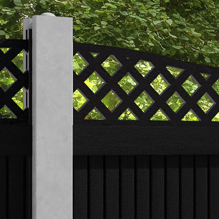 Virtis Low Wave Fence Panel - Black - for existing concrete posts