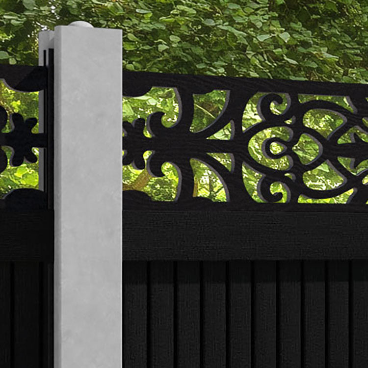 Virtis Windsor Fence Panel - Black - for existing concrete posts
