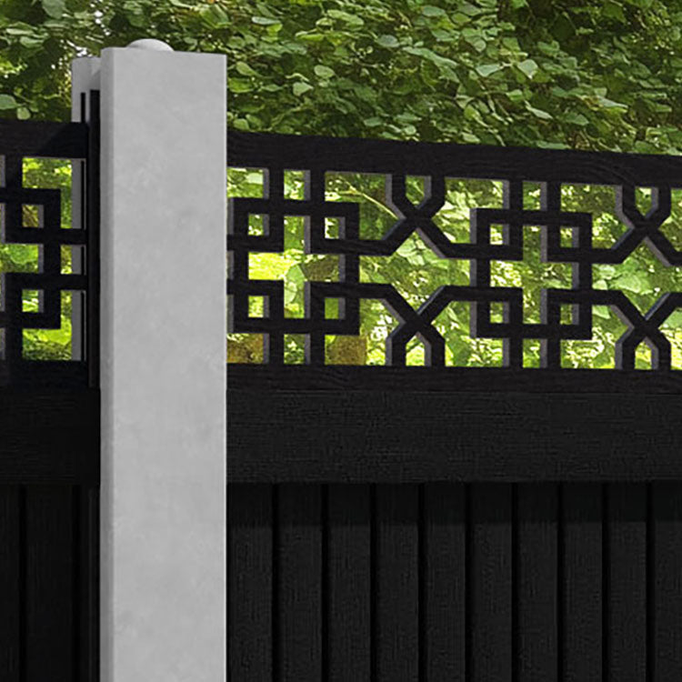 Virtis Zaria Fence Panel - Black - for existing concrete posts
