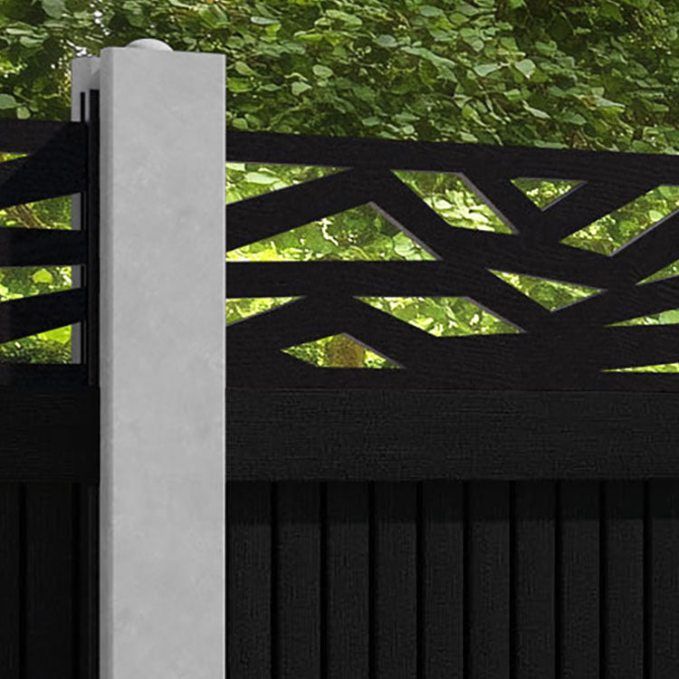 Virtis Zenith Fence Panel - Black - for existing concrete posts