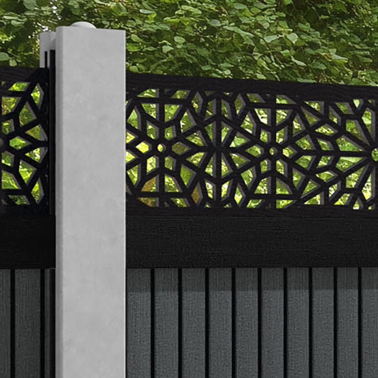 Virtis Alnara Fence Panel - Dark Grey - for existing concrete posts