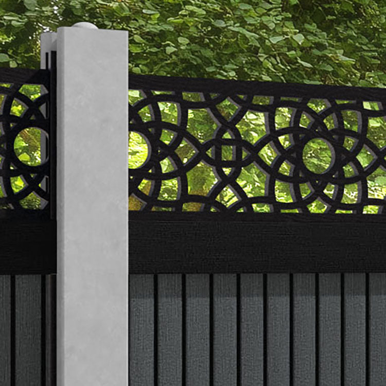 Virtis Ambar Fence Panel - Dark Grey - for existing concrete posts
