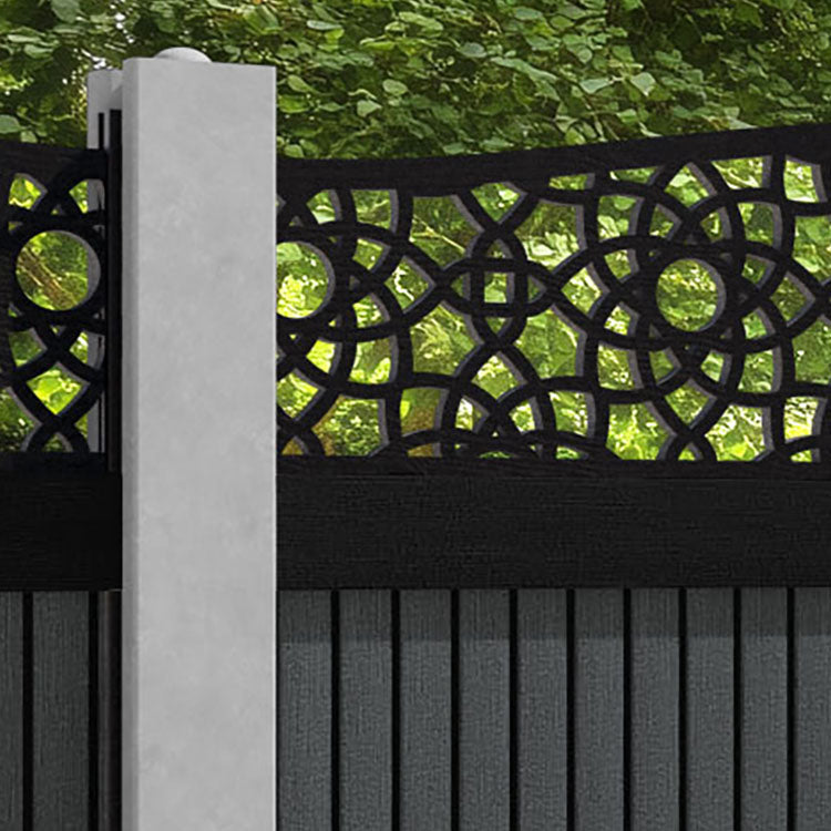 Virtis Ambar Curved Top Fence Panel - Dark Grey - for existing concrete posts