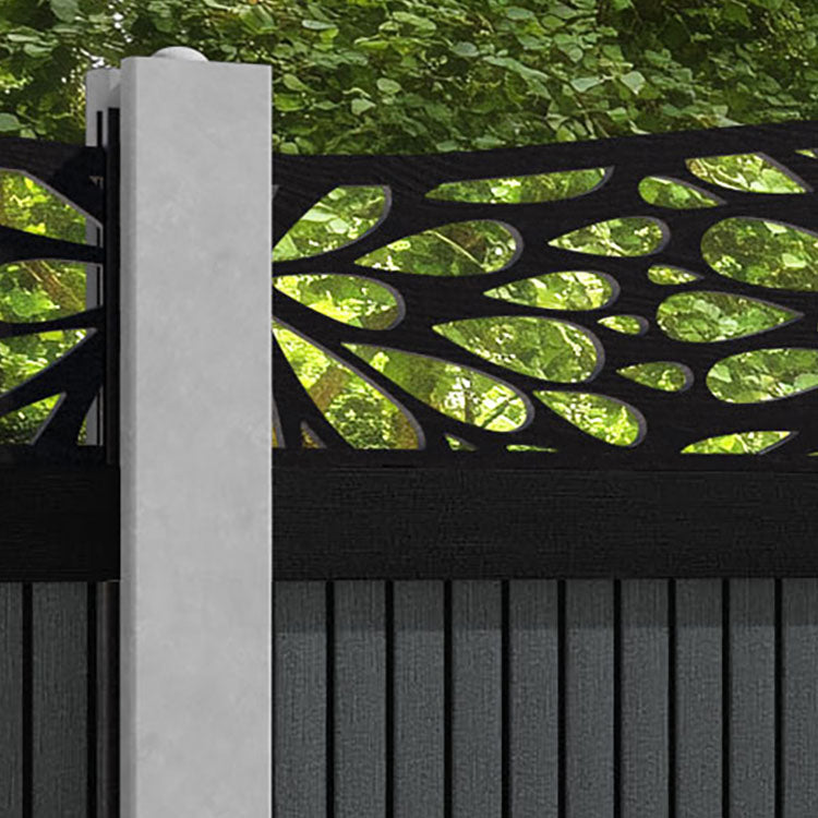 Virtis Blossom Curved Top Fence Panel - Dark Grey - for existing concrete posts