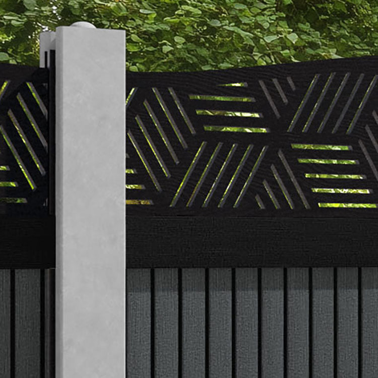 Virtis Cubed Curved Top Fence Panel - Dark Grey - for existing concrete posts