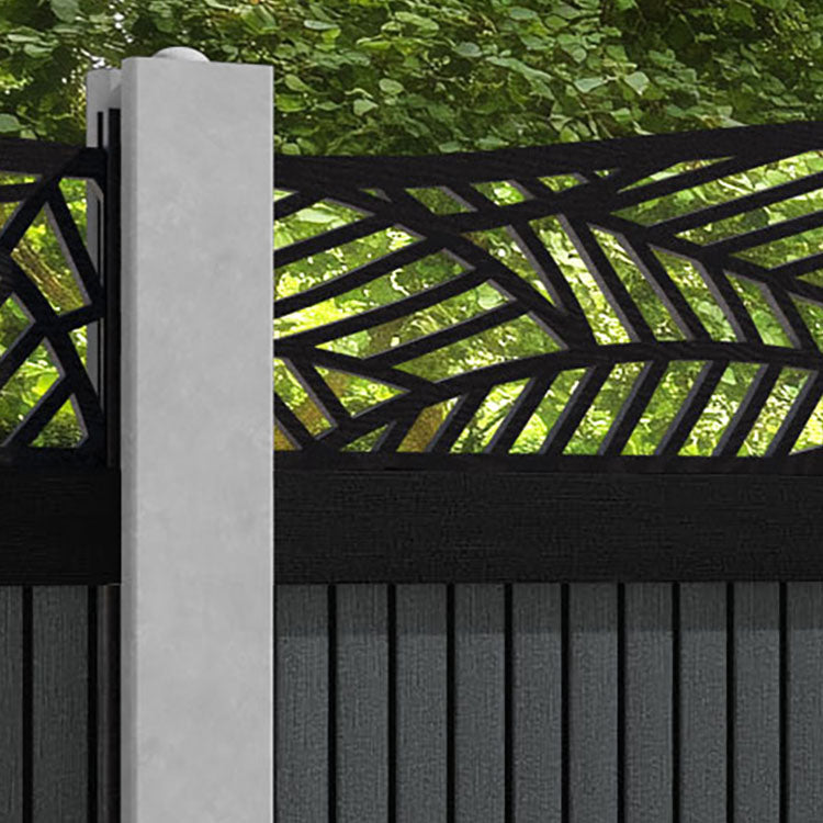 Virtis Habitat Curved Top Fence Panel - Dark Grey - for existing concrete posts