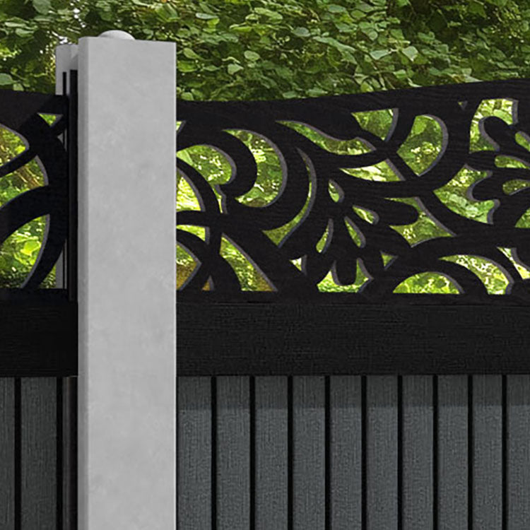 Virtis Heritage Curved Top Fence Panel - Dark Grey - for existing concrete posts