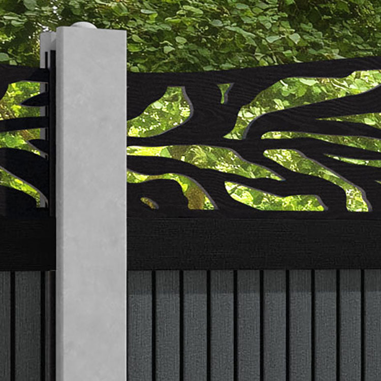 Virtis Malawi Curved Top Fence Panel - Dark Grey - for existing concrete posts