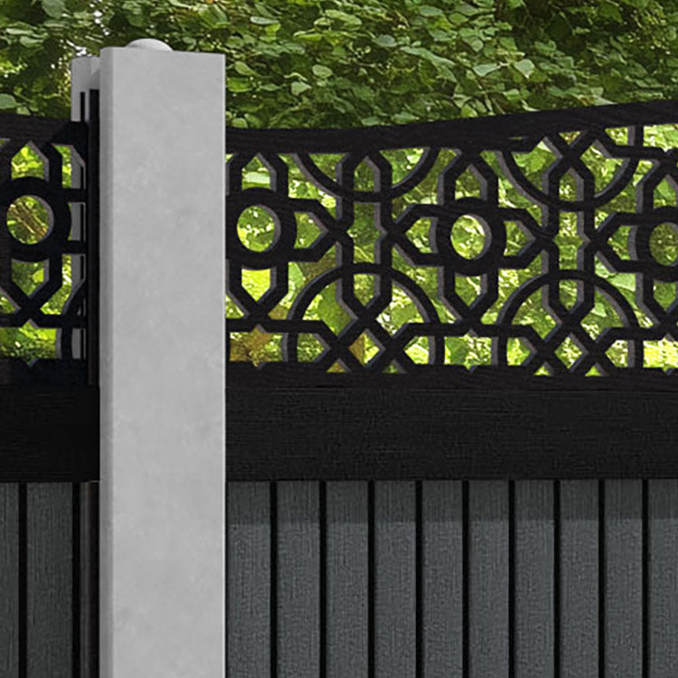 Virtis Nabila Curved Top Fence Panel - Dark Grey - for existing concrete posts