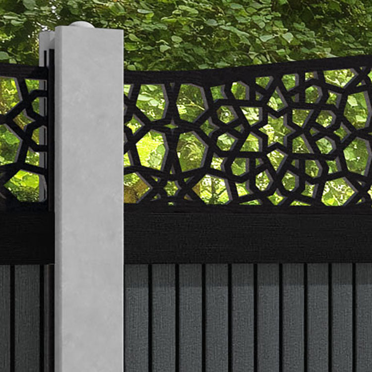 Virtis Nazira Curved Top Fence Panel - Dark Grey - for existing concrete posts