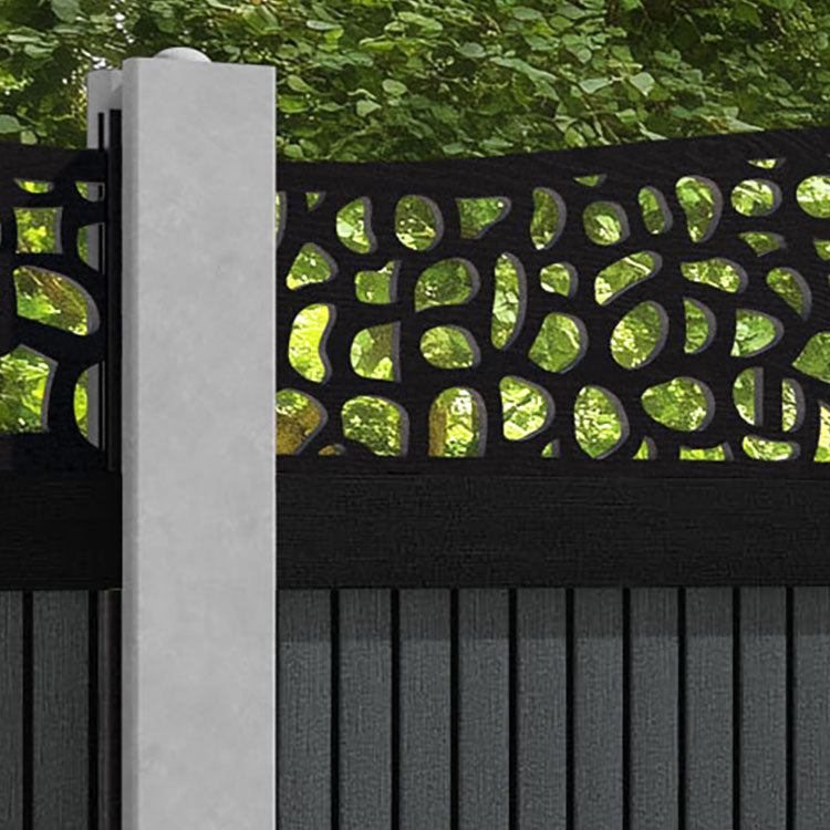 Virtis Pebble Curved Top Fence Panel - Dark Grey - for existing concrete posts