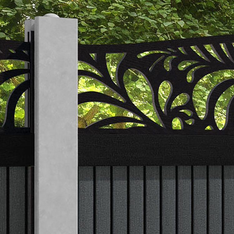 Virtis Petal Curved Top Fence Panel - Dark Grey - for existing concrete posts