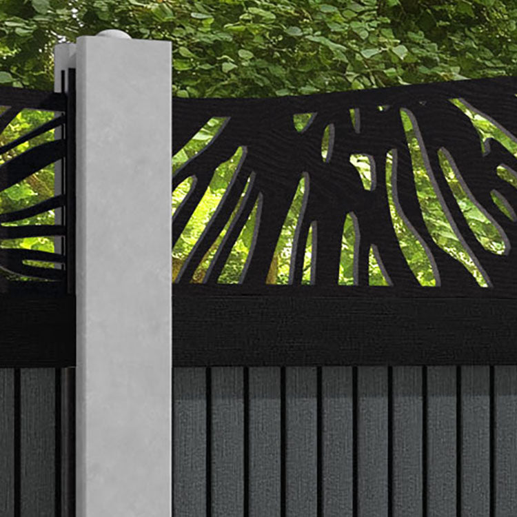 Virtis Poppy Curved Top Fence Panel - Dark Grey - for existing concrete posts