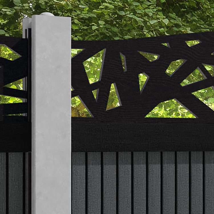 Virtis Prism Curved Top Fence Panel - Dark Grey - for existing concrete posts