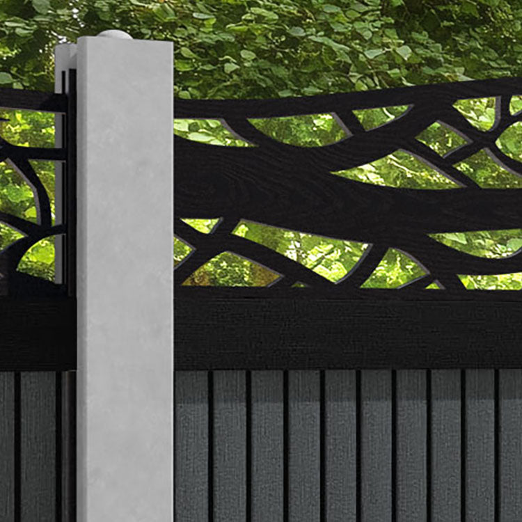 Virtis Twilight Curved Top Fence Panel - Dark Grey - for existing concrete posts