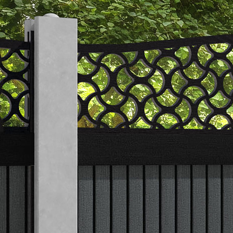 Virtis Vida Curved Top Fence Panel - Dark Grey - for existing concrete posts