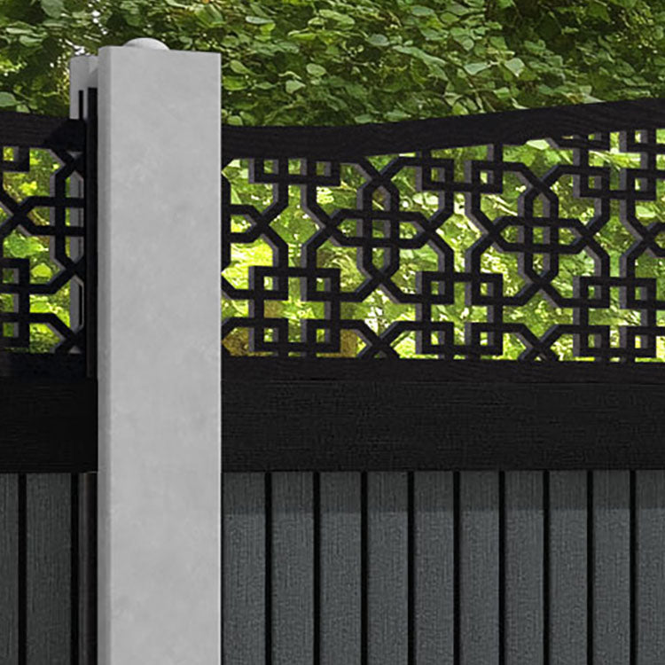 Virtis Zaria Curved Top Fence Panel - Dark Grey - for existing concrete posts
