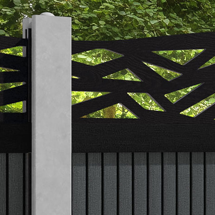 Virtis Zenith Curved Top Fence Panel - Dark Grey - for existing concrete posts