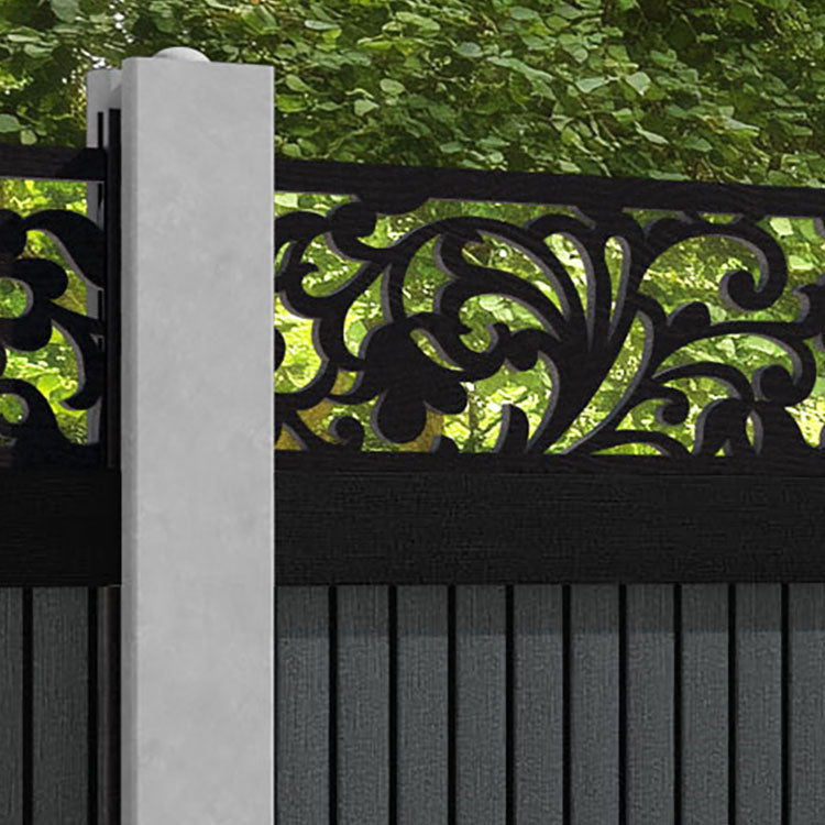 Virtis Eden Fence Panel - Dark Grey - for existing concrete posts