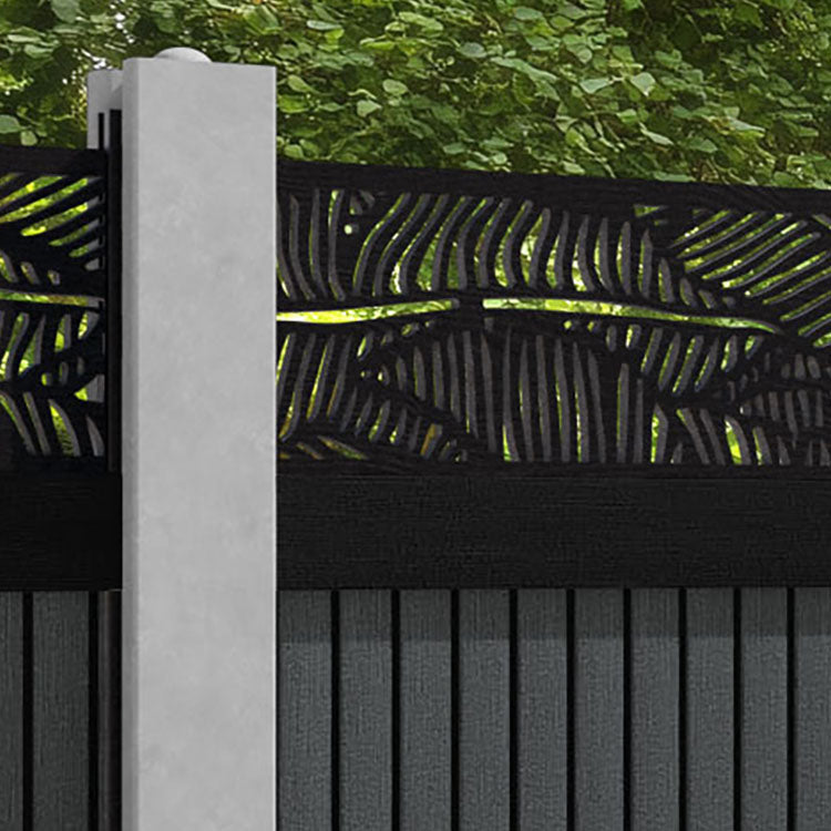 Virtis Feather Fence Panel - Dark Grey - for existing concrete posts