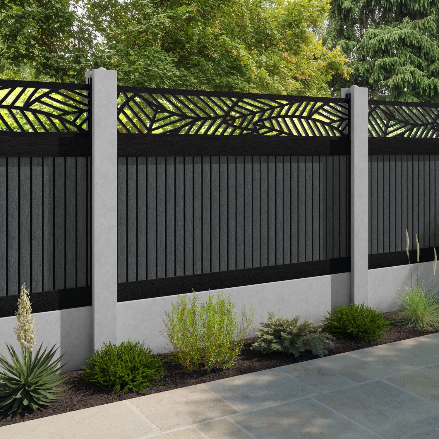 Virtis Habitat Fence Panel - Dark Grey - for existing concrete posts