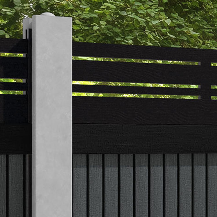 Virtis Linea Fence Panel - Dark Grey - for existing concrete posts