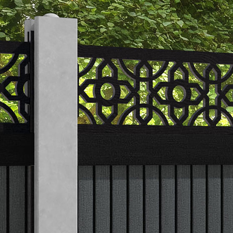 Virtis Nabila Fence Panel - Dark Grey - for existing concrete posts