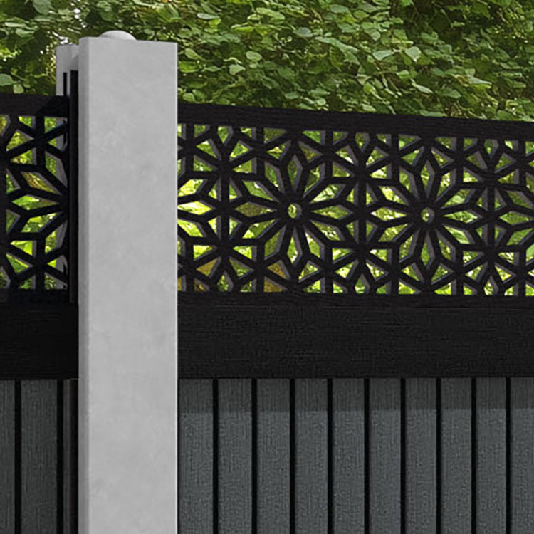 Virtis Narwa Fence Panel - Dark Grey - for existing concrete posts