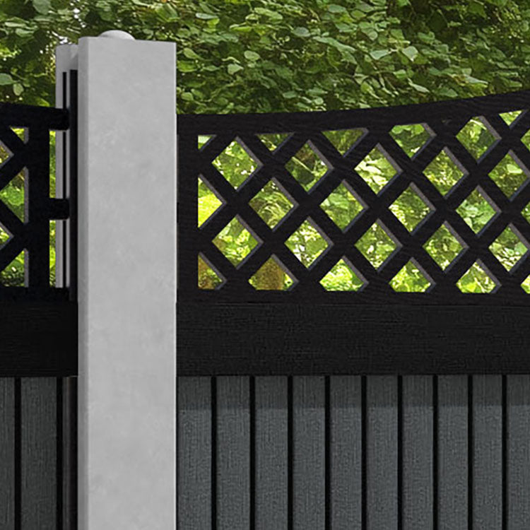 Virtis Oxford Curved Top Fence Panel - Dark Grey - for existing concrete posts