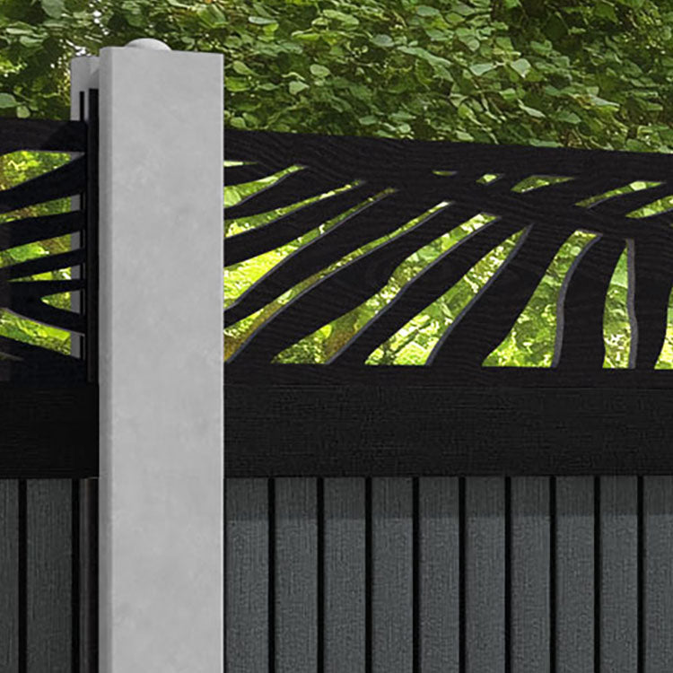Virtis Palm Fence Panel - Dark Grey - for existing concrete posts