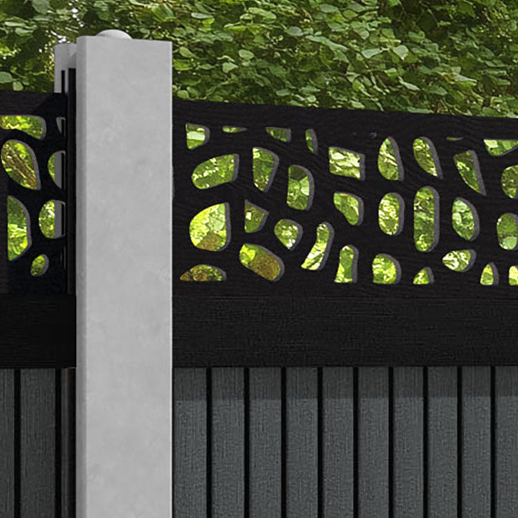 Virtis Pebble Fence Panel - Dark Grey - for existing concrete posts