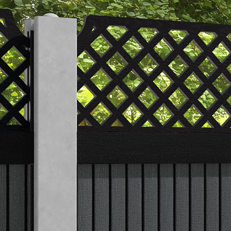 Virtis Regal Hive Fence Panel - Dark Grey - for existing concrete posts