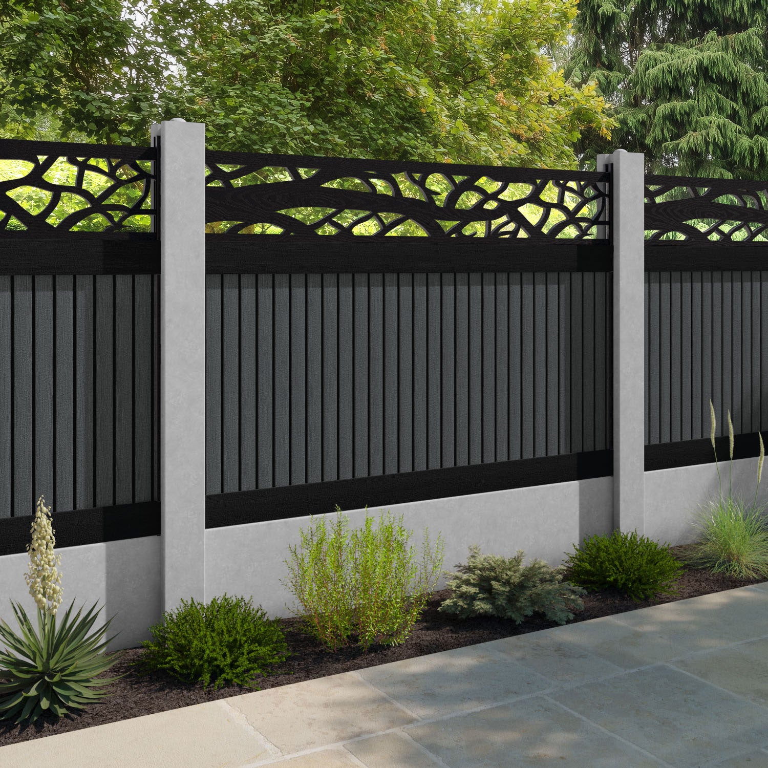Virtis Twilight Fence Panel - Dark Grey - for existing concrete posts