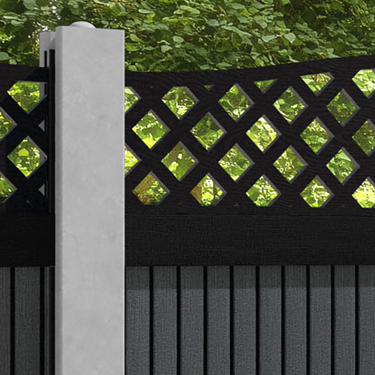 Virtis High Wave Fence Panel - Dark Grey - for existing concrete posts
