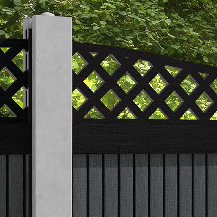 Virtis Low Wave Fence Panel - Dark Grey - for existing concrete posts