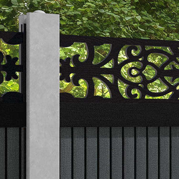 Virtis Windsor Fence Panel - Dark Grey - for existing concrete posts