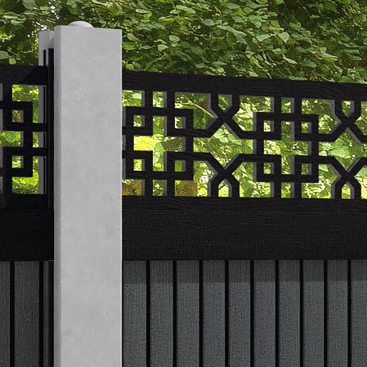 Virtis Zaria Fence Panel - Dark Grey - for existing concrete posts