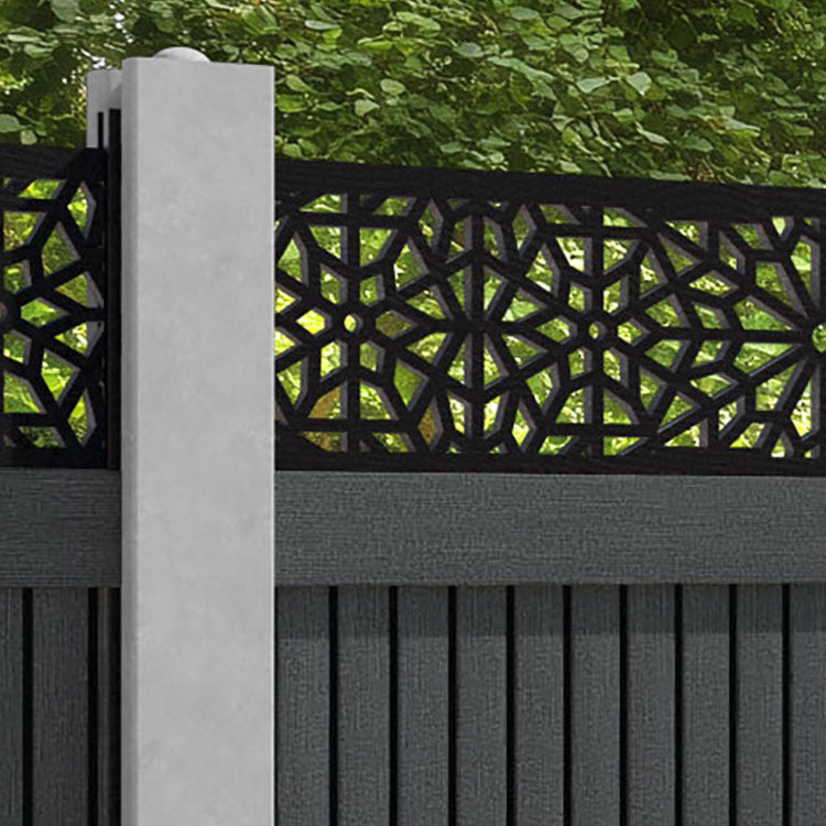 Virtis Alnara Fence Panel - Dark Grey - for existing concrete posts