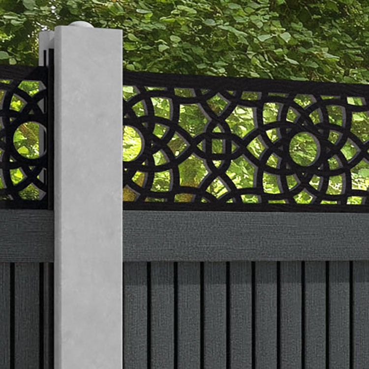 Virtis Ambar Fence Panel - Dark Grey - for existing concrete posts