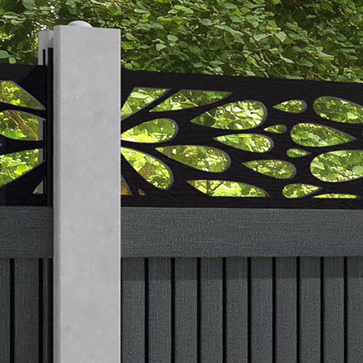 Virtis Blossom Fence Panel - Dark Grey - for existing concrete posts