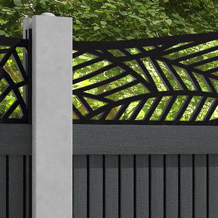 Virtis Habitat Curved Top Fence Panel - Dark Grey - for existing concrete posts