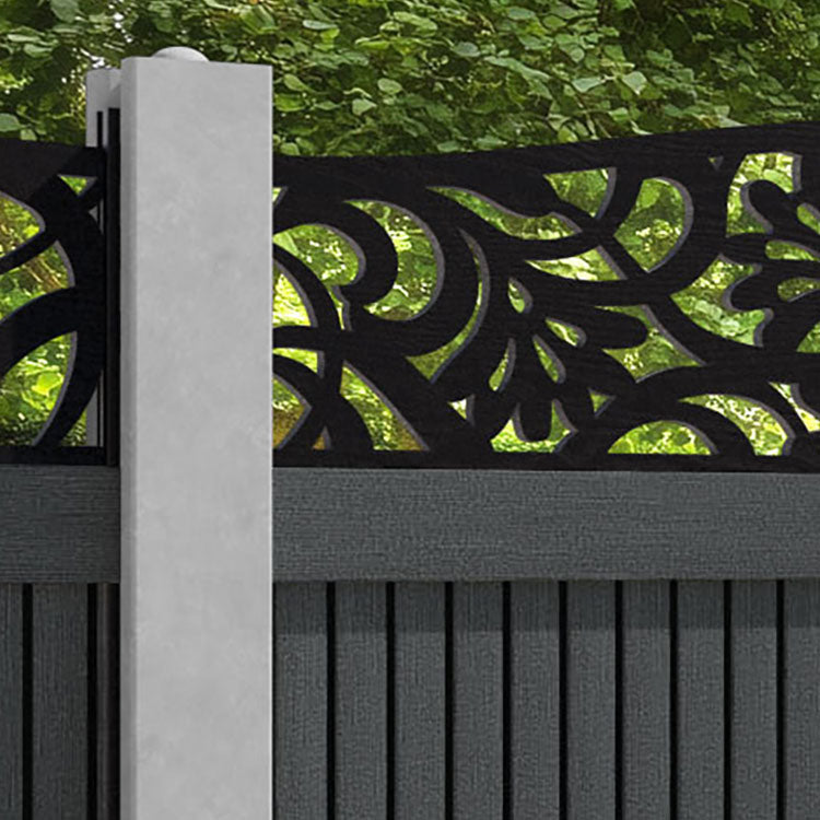 Virtis Heritage Curved Top Fence Panel - Dark Grey - for existing concrete posts