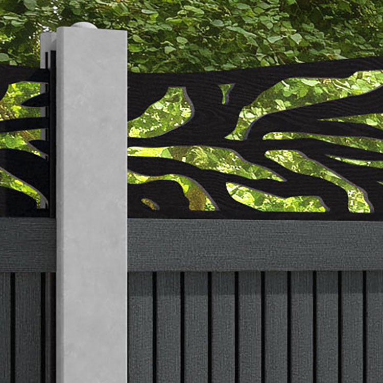 Virtis Malawi Curved Top Fence Panel - Dark Grey - for existing concrete posts
