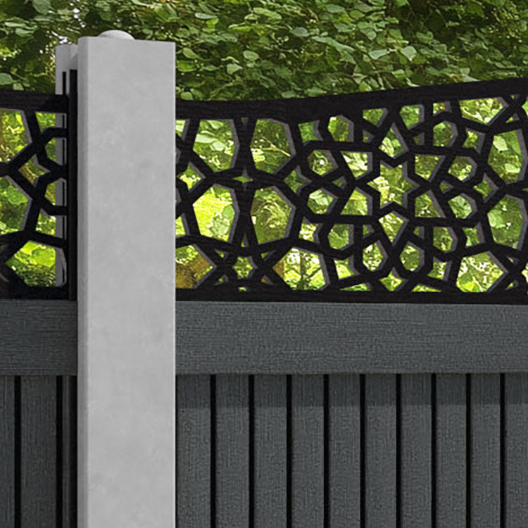 Virtis Nazira Curved Top Fence Panel - Dark Grey - for existing concrete posts